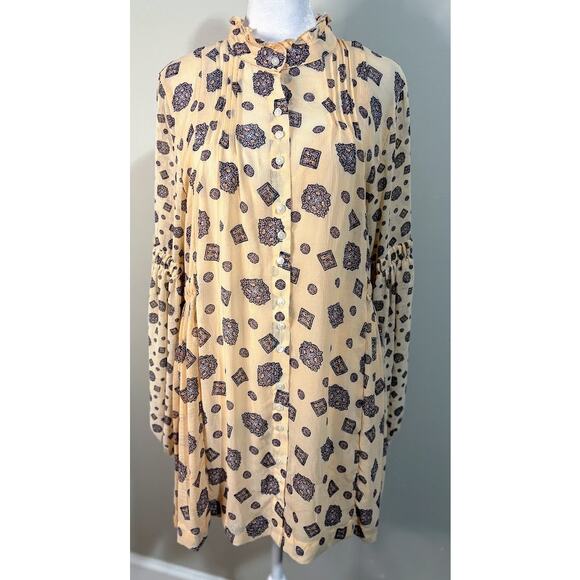 Free People Turn Turn Mock Neck Boho Mini Dress Size Small - Picture 1 of 9